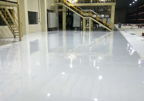 Efudo General Construction Company's epoxy flooring installation in a commercial space